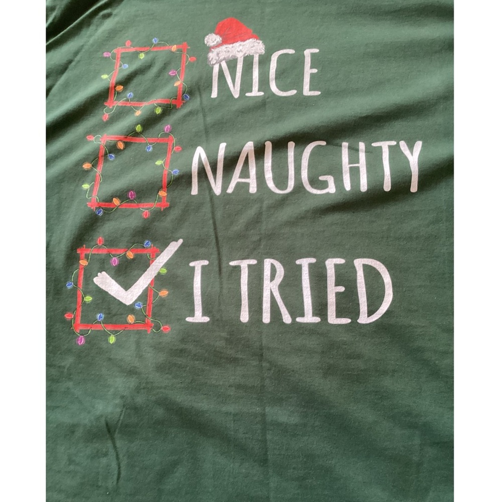 Nice, Naughty, I Tried List Santa Claus Fun Graphic Tee (Size: 3XL) - Picture 5 of 10